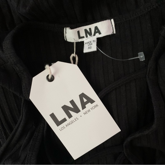 NWT LNA Lace-Up V-Neck Ribbed Black Sleeveless Dress Sz XS - Picture 9 of 9